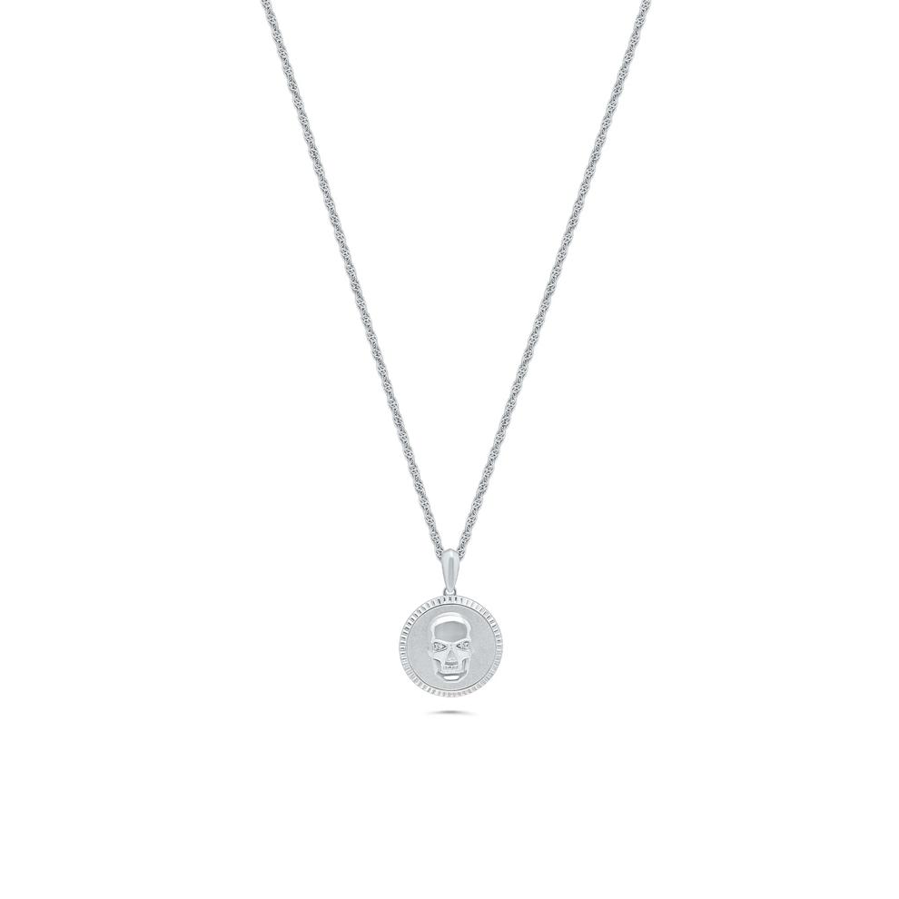 Men's Diamond Accent Skull Medallion Pendant Necklace in Sterling Silver – Image 1 of 4