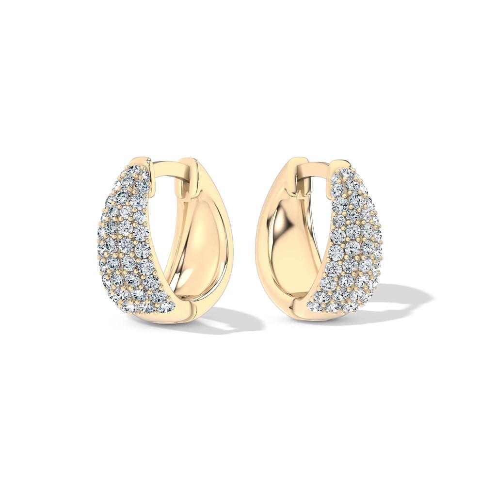 Diamond Pav&eacute; Graduated Huggie Hoop Earrings in 10K Yellow Gold (3/8 ct. tw.) – Image 1 of 2