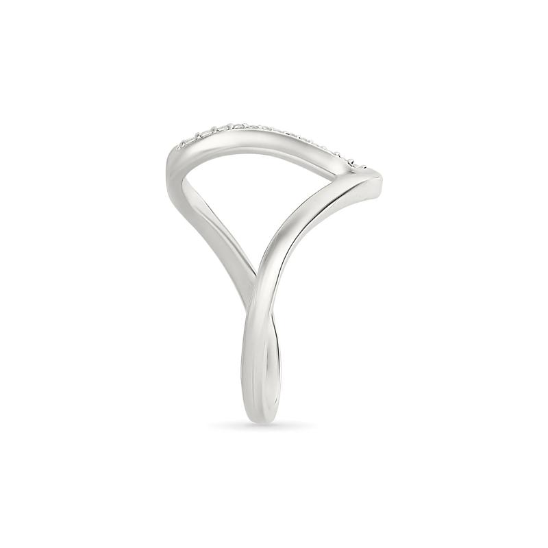 Diamond Wavy Ring in Sterling Silver &#40;1/10 ct. tw.&#41; – Image 3 of 5