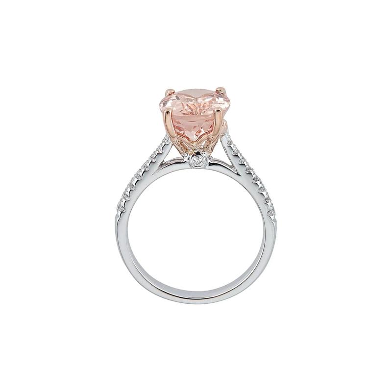 Morganite &amp;amp; 1/5 ct. tw. Diamond Engagement Ring in 14K White &amp;amp; Rose Gold – Image 2 of 3