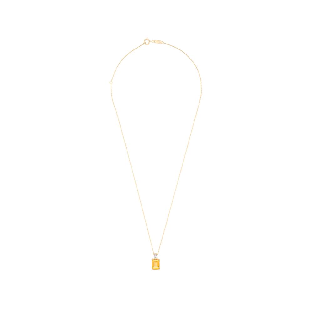 Citrine &amp; Lab-Created White Sapphire Pendant Necklace in 10K Yellow Gold – Image 3 of 4