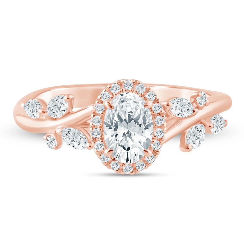 Diamond Oval Center Halo Engagement Ring in 14K Rose Gold (3/4 ct. tw.) – Image 1 of 3
