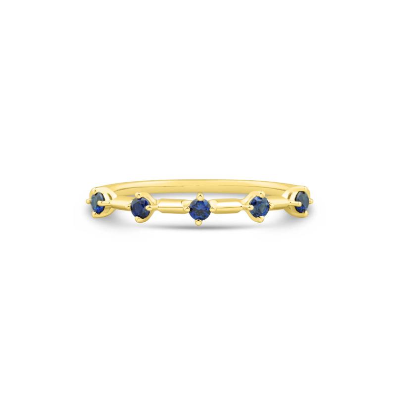 Lab-Created Blue Sapphire Band in 10K Yellow Gold – Image 1 of 5