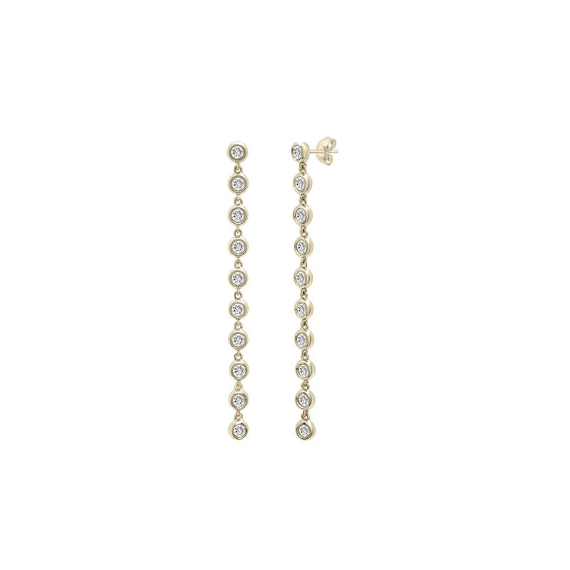 Diamond Bezel Drop Earrings in 10K Yellow Gold &#40;1 ct. tw.&#41; – Image 1 of 1