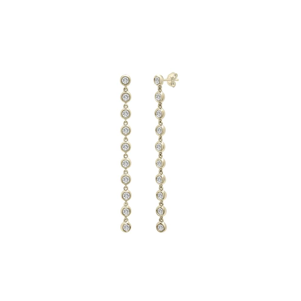 Diamond Bezel Drop Earrings in 10K Yellow Gold (1 ct. tw.) – Image 1 of 1
