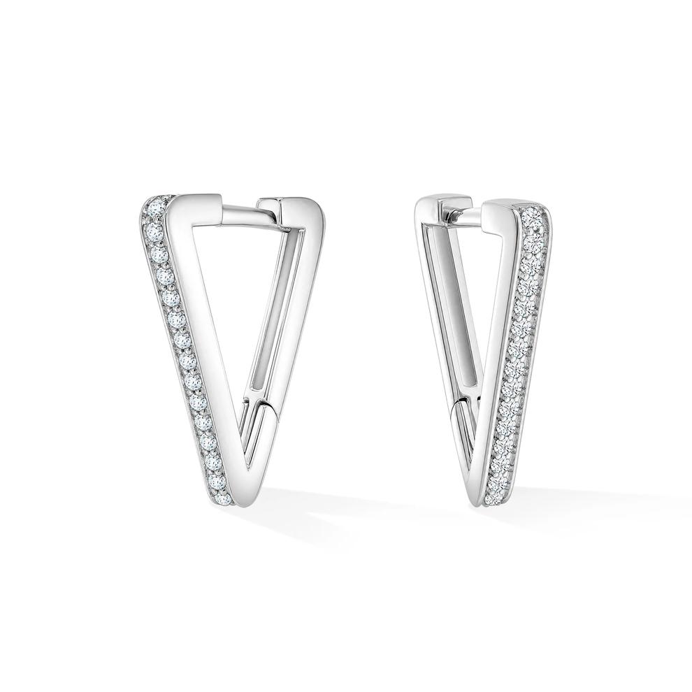 Diamond Triangle Hoop Earrings in Sterling Silver (1/7 ct. tw.) – Image 1 of 2