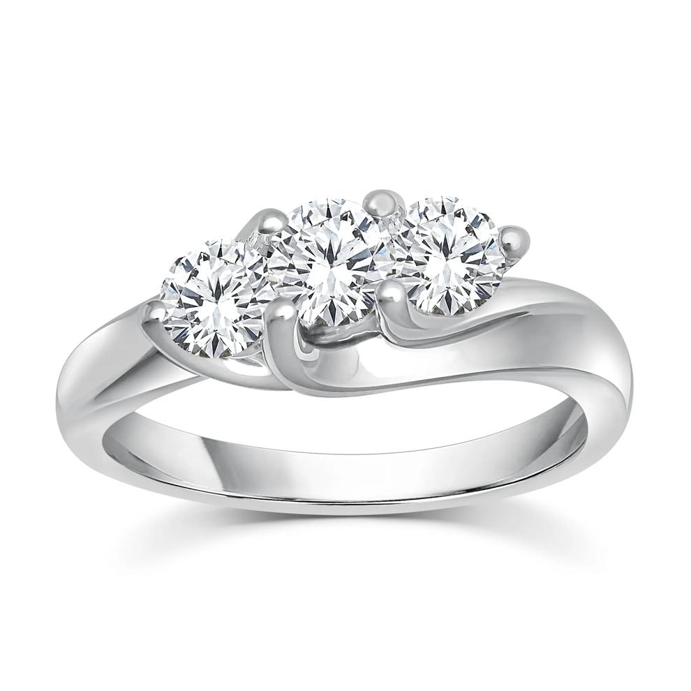 Diamond Three-Stone Ring in 14K White Gold (1 ct. tw.) – Image 1 of 3