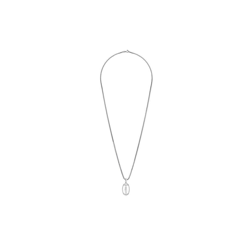 Diamond Football Pendant Necklace in Sterling Silver (1/7 ct. tw.) – Image 3 of 4