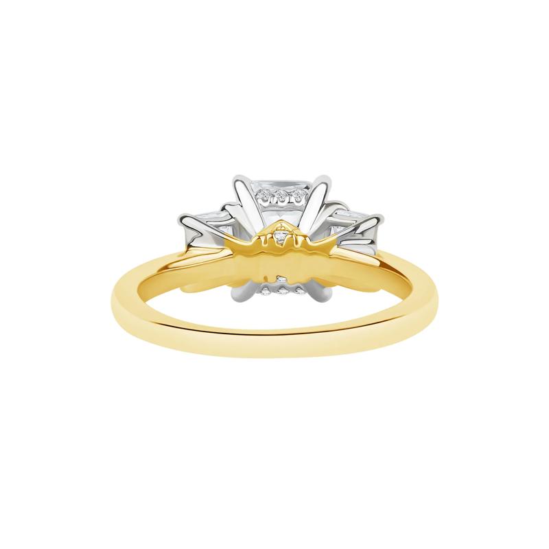 Scottie Lab Grown Diamond Radiant-Cut Three-Stone Engagement Ring in 14K White and Yellow Gold &#40;3 ct. tw.&#41; – Image 5 of 5