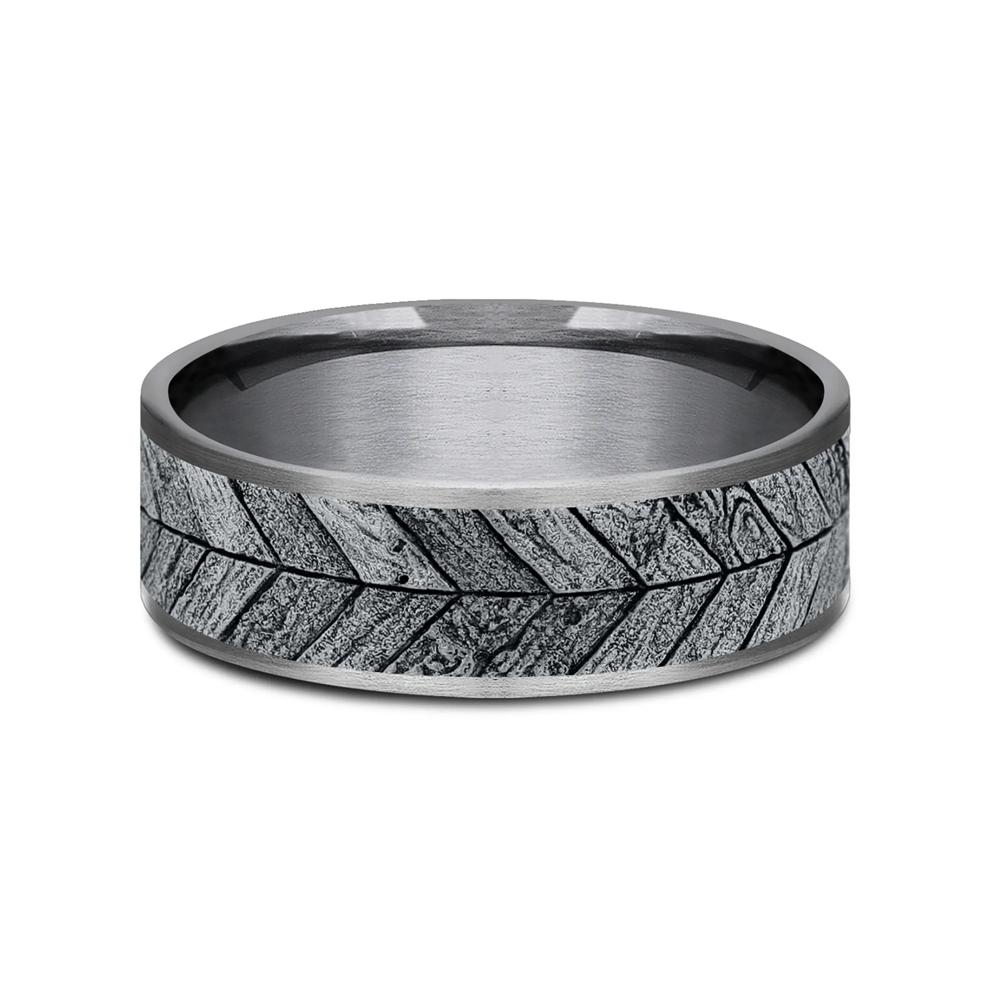 Men&rsquo;s Chevron Wedding Band in 14K Gold &amp; Tantalum – Image 1 of 3