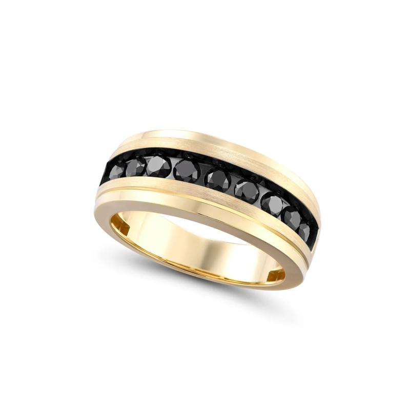 Men&#39;s Black Diamond Band in 10K Yellow Gold &#40;1 ct. tw.&#41; – Image 4 of 4