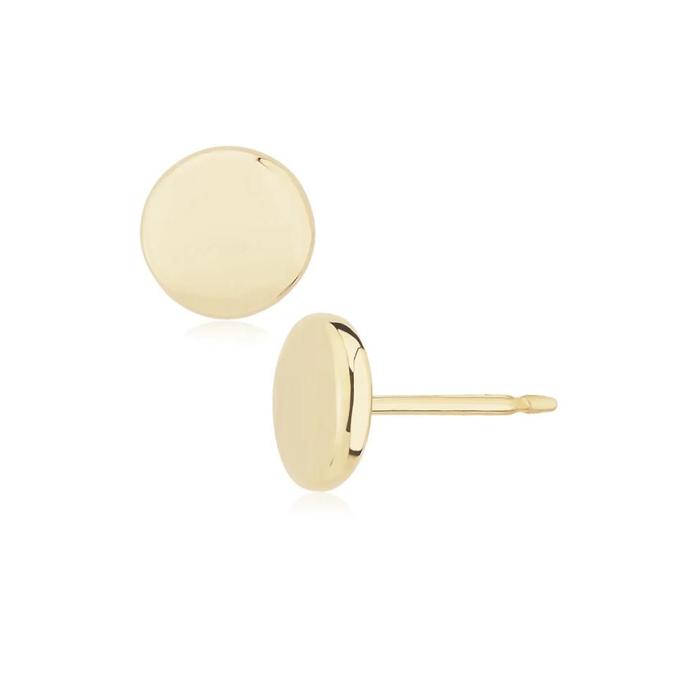Flat Round Stud Earrings in 14K Yellow Gold, 7.3mm – Image 1 of 2
