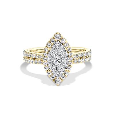 Diamond Marquise Halo Center Composite Engagement Set in 10K Yellow Gold (1 ct. tw.)