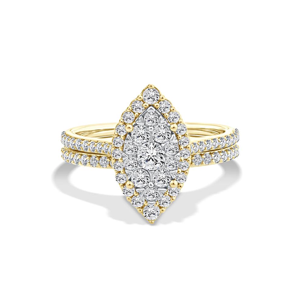 Diamond Marquise Halo Center Composite Engagement Set in 10K Yellow Gold (1 ct. tw.) – Image 1 of 6