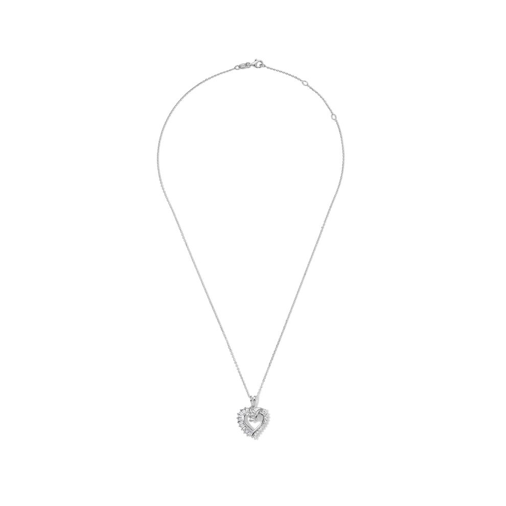 Lab-Created White Sapphire Heart Swirl Pendant Necklace in Sterling Silver – Image 3 of 4