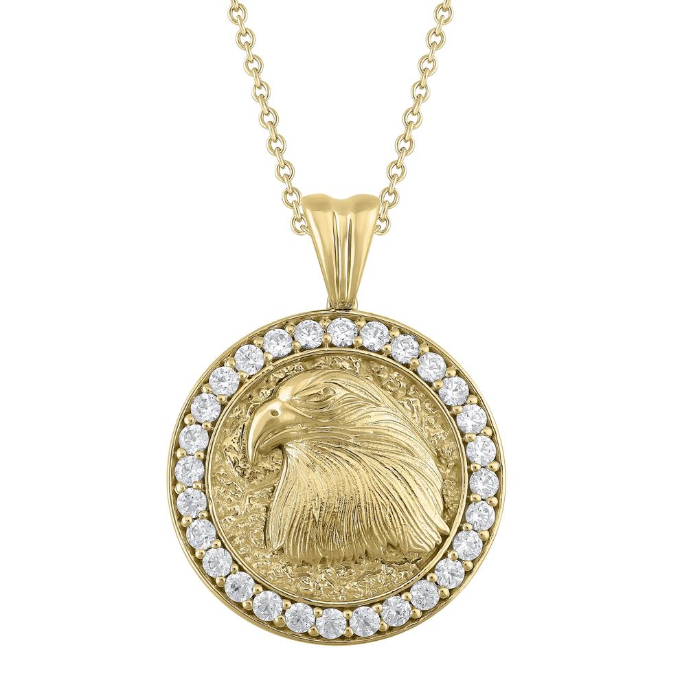 Diamond Eagle Medallion Pendant in 10K Yellow Gold (1 1/4 ct. tw.) – Image 1 of 2