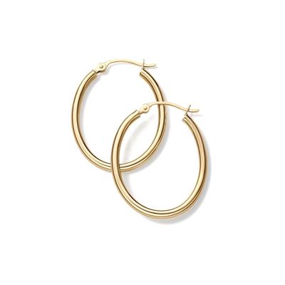 Polished Oval Tube Hoop Earrings in 10K Yellow Gold, 20x25mm