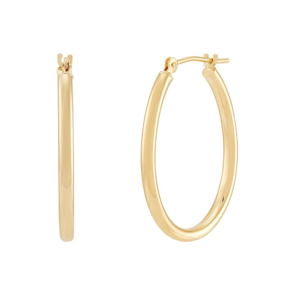 Polished Oval Tube Hoop Earrings in 10K Yellow Gold, 20x25MM  – Image 2 of 3