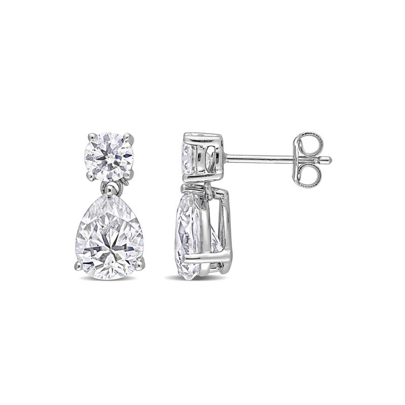 Moissanite Drop Earrings in Sterling Silver – Image 1 of 2