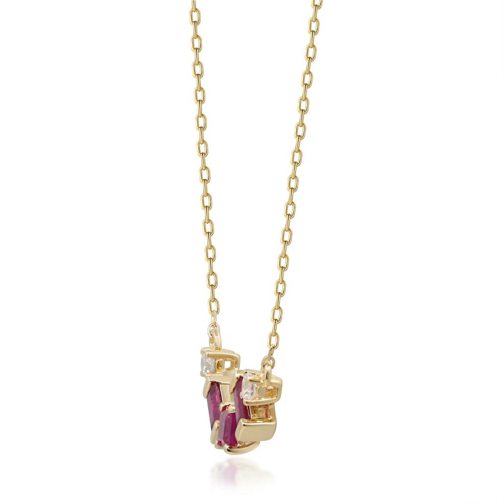 Ruby and Diamond Necklace in 10K Yellow Gold (1/10 ct. tw.) – Image 2 of 3