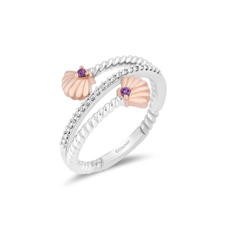Ariel Shell Diamond and Amethyst Wrap Ring in Sterling Silver and 10K Rose Gold &#40;1/10 ct. tw.&#41; – Image 4 of 4