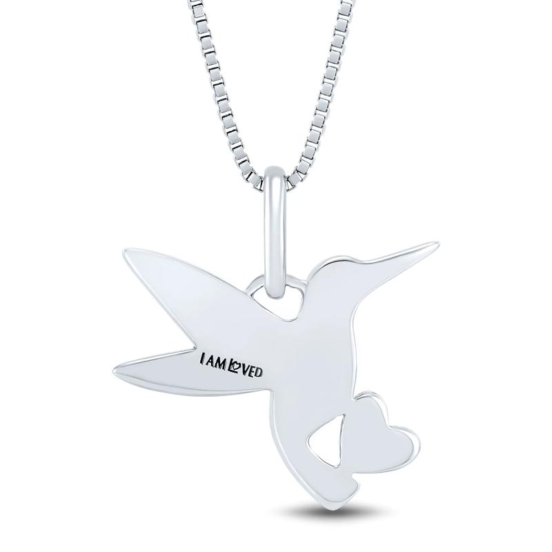 Hummingbird Pendant with Diamond Accents in Sterling Silver and 14K Rose Gold – Image 4 of 4