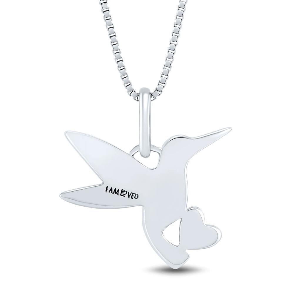 Hummingbird Pendant with Diamond Accents in Sterling Silver and 14K Rose Gold – Image 4 of 4