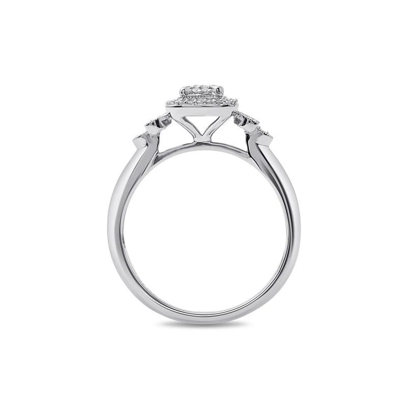 Princess-Cut Diamond Halo Promise Ring in Sterling Silver &#40;1/6 ct. tw.&#41; – Image 2 of 4