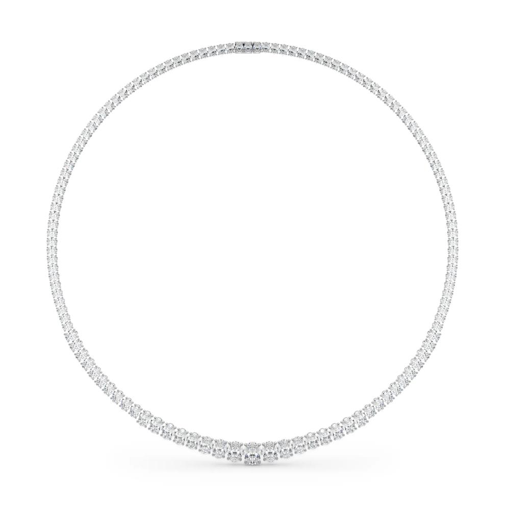 Lab Grown Diamond Oval Brilliant-Cut Riviera Necklace in 14K White Gold (20 ct. tw.) – Image 2 of 4