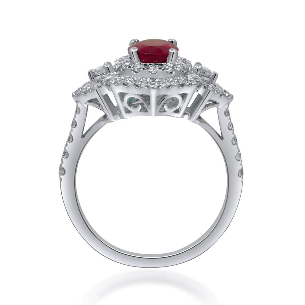 Ruby &amp; Diamond Halo Ring in 18K White Gold (3/4 ct. tw.) – Image 2 of 4