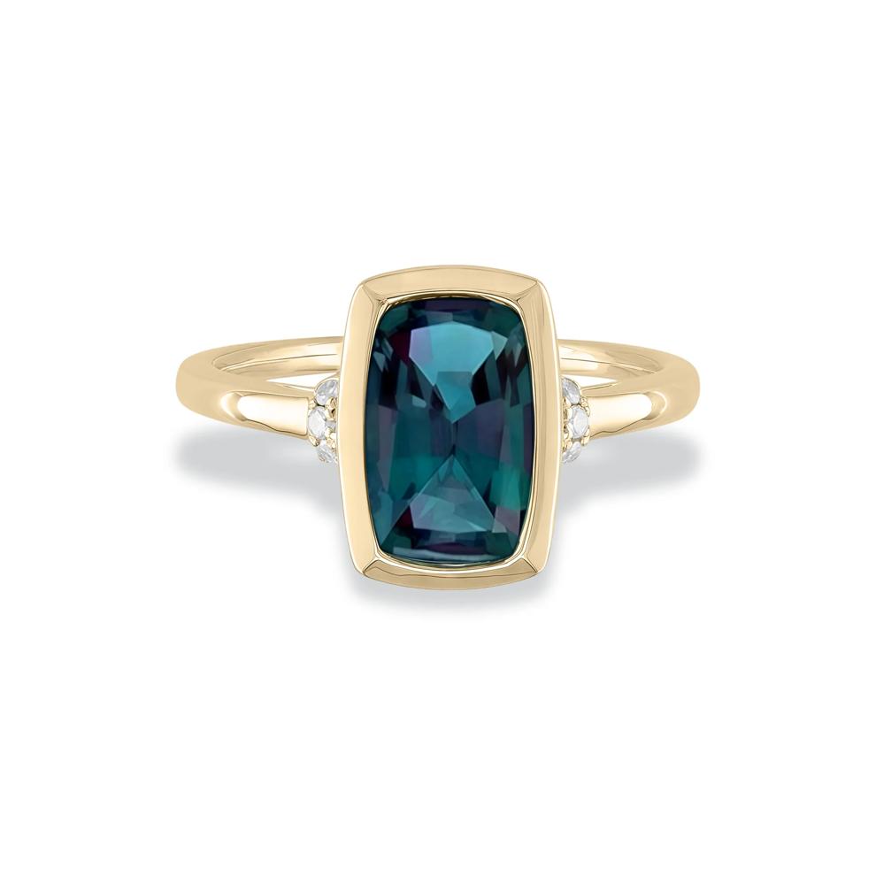 Lab-Created Alexandrite &amp; Diamond Accent Ring in 10K Yellow Gold – Image 1 of 3