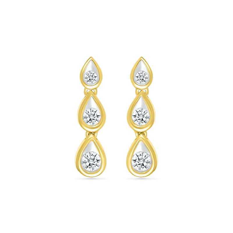 Diamond Drop Earrings in 10K Yellow Gold &#40;1/5 ct. tw.&#41; – Image 3 of 3