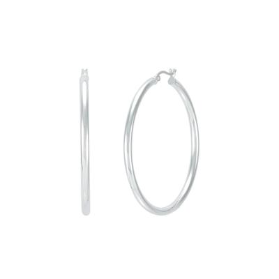Polished Round Hoop Earrings in Sterling Silver
