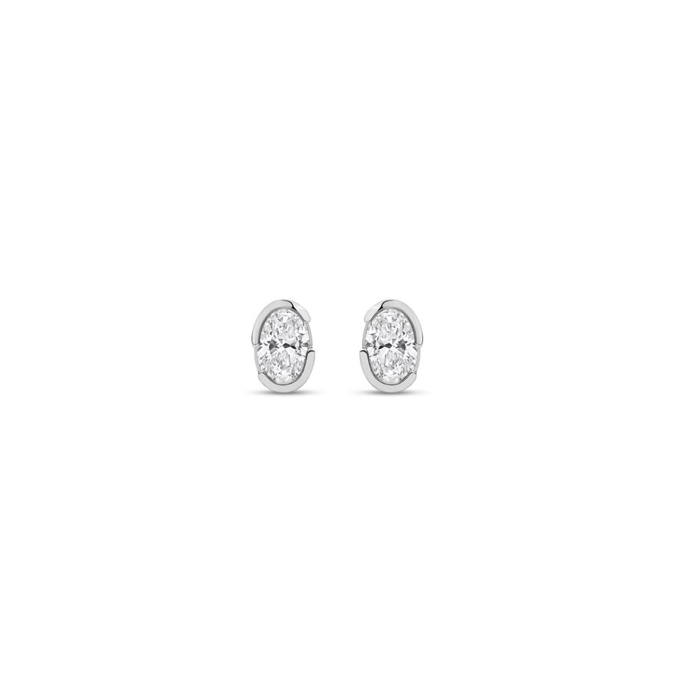 Lab Grown Diamond Oval Earrings in 14K White Gold (7/8 ct. tw.) – Image 2 of 3