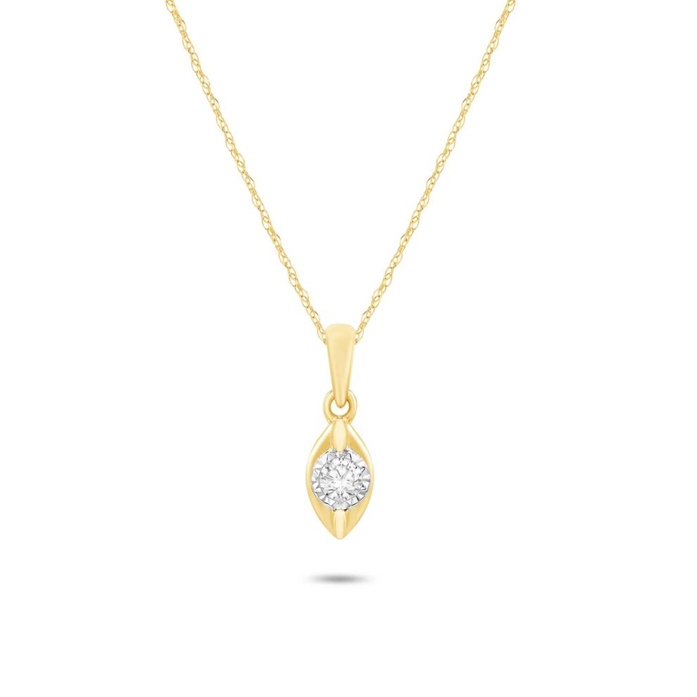 Diamond Faux Marquise Pendant in 10K Yellow Gold (1/10 ct. tw.) – Image 1 of 4