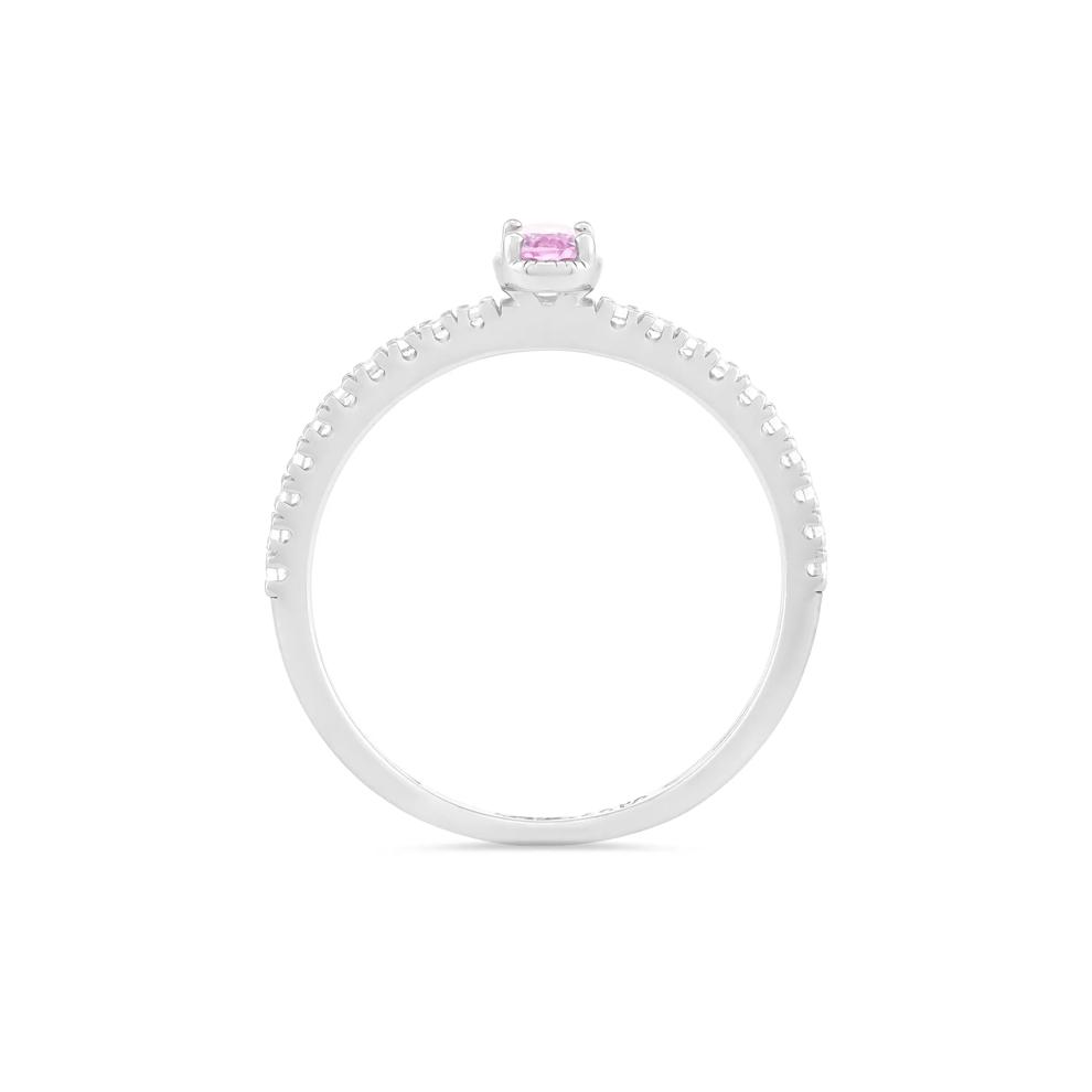 Lab-Created Pink Sapphire &amp; Lab-Created White Sapphire Stack Ring in Sterling Silver – Image 2 of 4