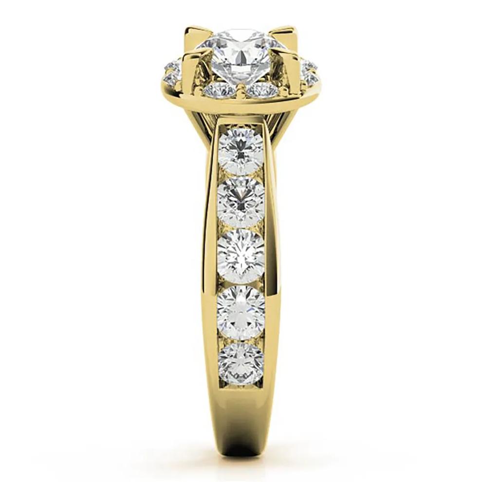 Diamond Halo Engagement Ring in 14K Yellow Gold (7/8 ct. tw.) – Image 3 of 4