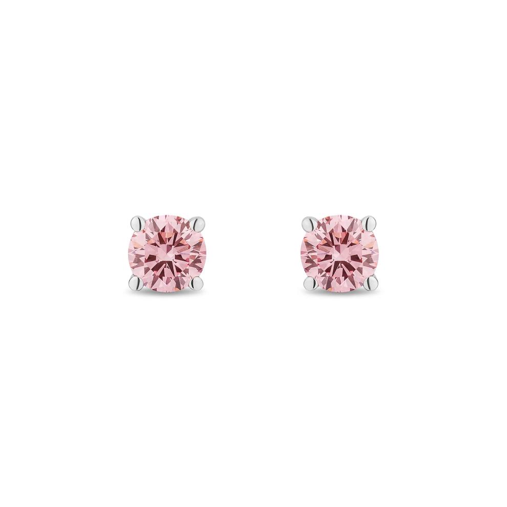 Lab Grown Diamond Pink Stud Earrings in 14K White Gold (1/2 ct. tw.) – Image 2 of 2