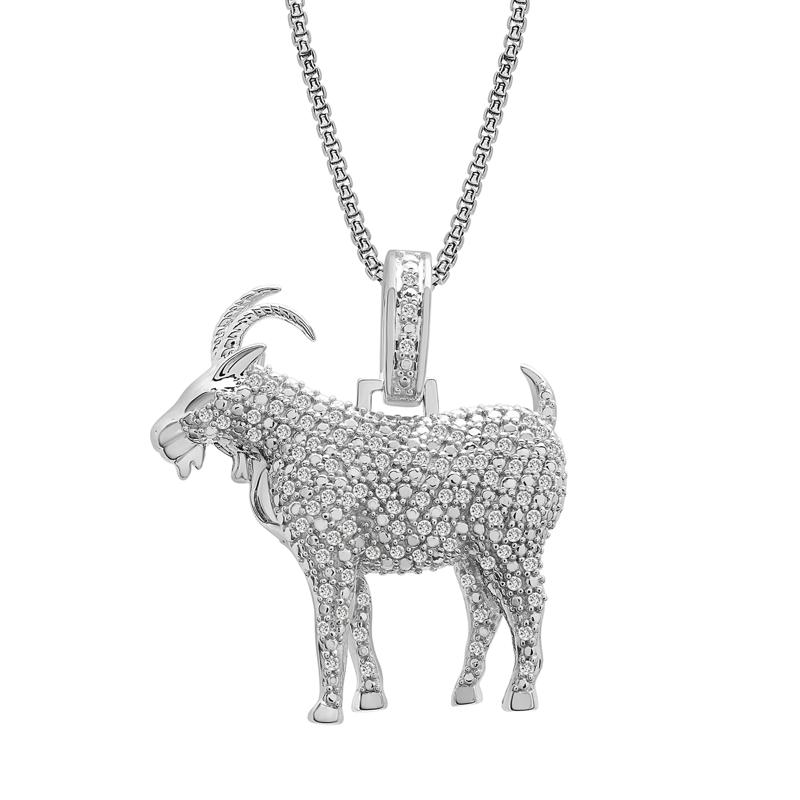 Diamond Goat Pendant in Sterling Silver &#40;1/2 ct. tw.&#41; – Image 1 of 4