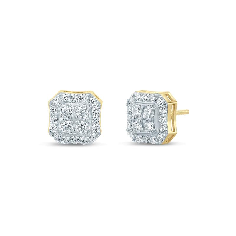 Men&#39;s Lab Grown Diamond Stud Earrings in 10K Yellow Gold &#40;1 1/7 ct. tw.&#41; – Image 1 of 1