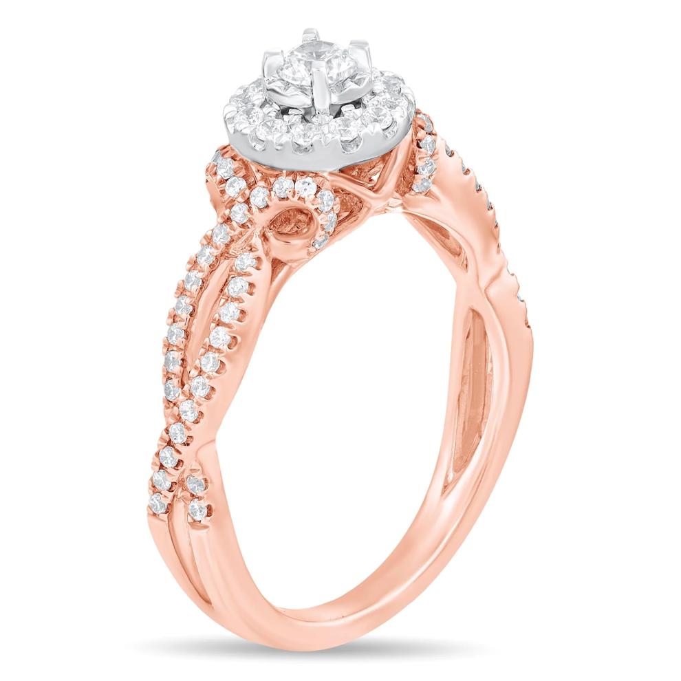 Round Diamond Halo Engagement Ring in 10K Rose Gold (1/2 ct. tw.) – Image 2 of 3