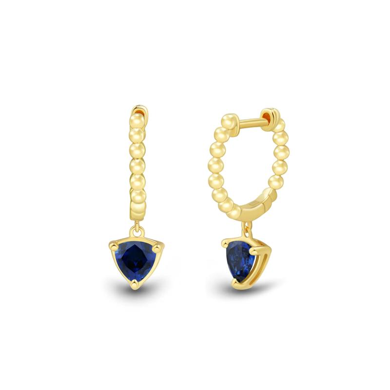Lab-Created Blue Sapphire Beaded Hoops in Vermeil – Image 1 of 1