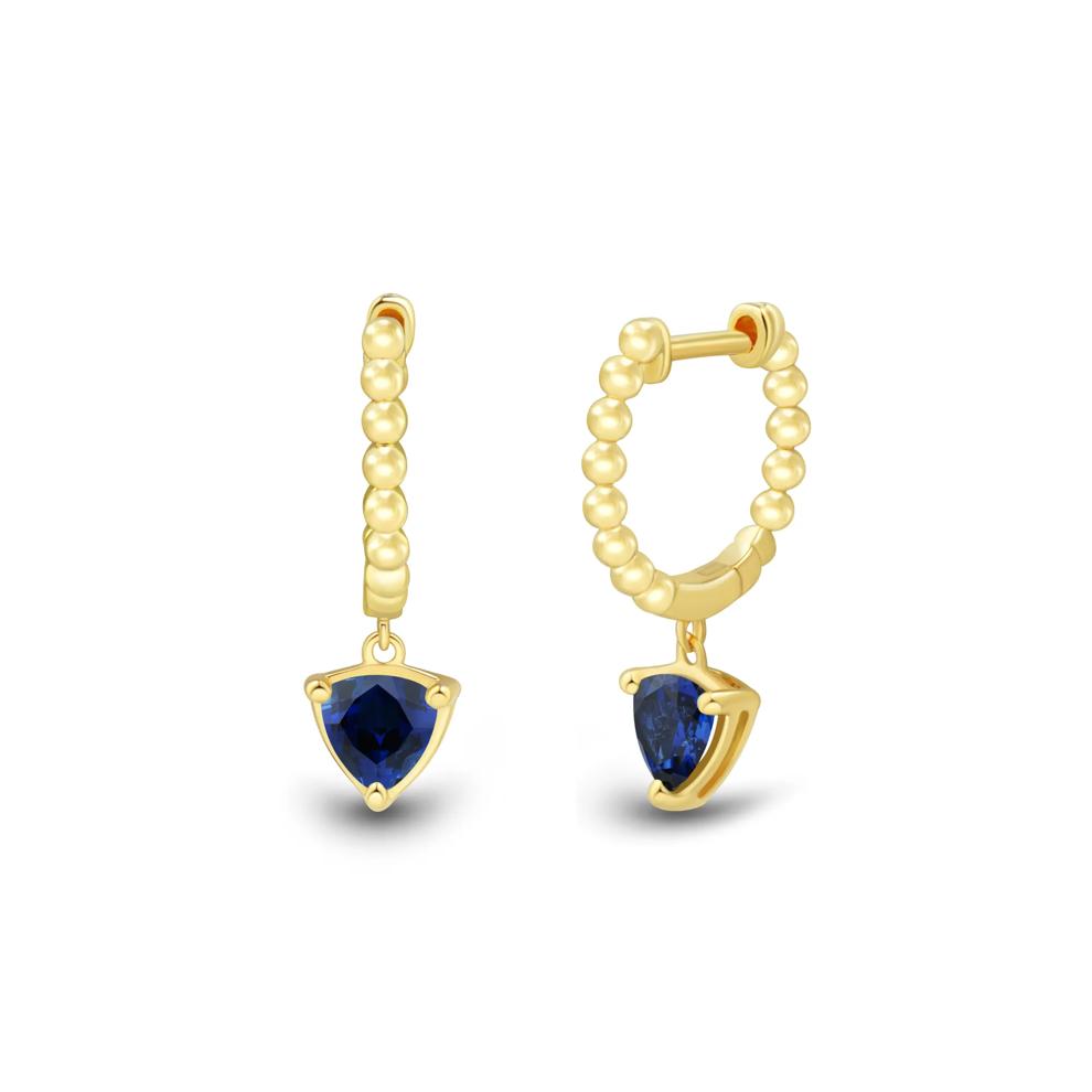 Lab-Created Blue Sapphire Beaded Hoops in Vermeil – Image 1 of 1