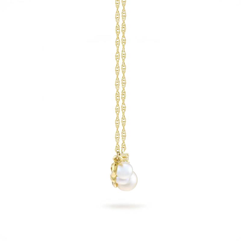 Freshwater Cultured Pearl and Lab-Created White Sapphire Necklace in 10K Yellow Gold – Image 2 of 3