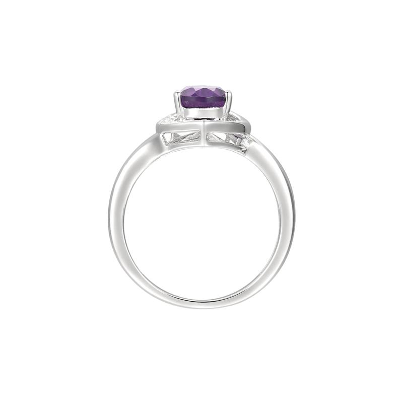 Pear-Shaped Amethyst &amp; Lab Created White Sapphire Earring, Pendant &amp; Ring Set in Sterling Silver – Image 3 of 9