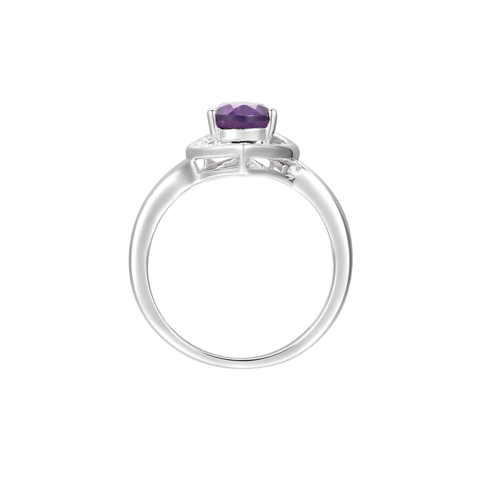 Pear-Shaped Amethyst &amp; Lab Created White Sapphire Earring, Pendant &amp; Ring Set in Sterling Silver – Image 3 of 9