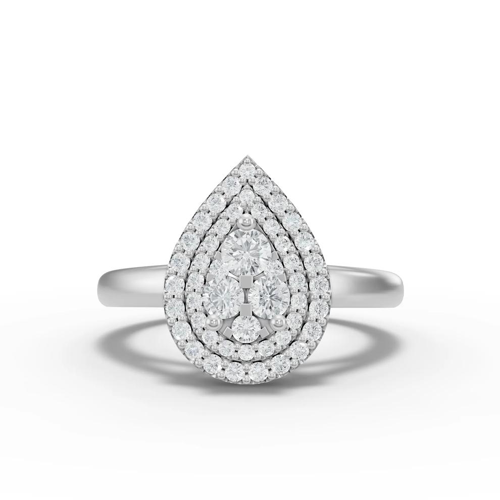 Diamond Pear-Shaped Composite Engagement Ring in 10K White Gold (1/2 ct. tw.) – Image 1 of 4