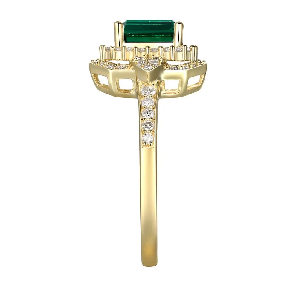 Emerald &amp; 3/8 ct. tw. Diamond Ring in 10K Yellow Gold – Image 2 of 4