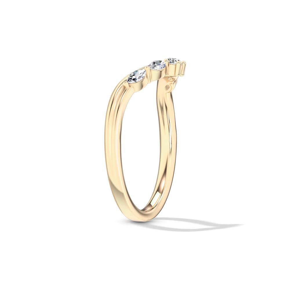 Lab Grown Diamond Marquise &amp; Round Bold Contour Band in 10K Yellow Gold (1/7 ct. tw.) – Image 3 of 4