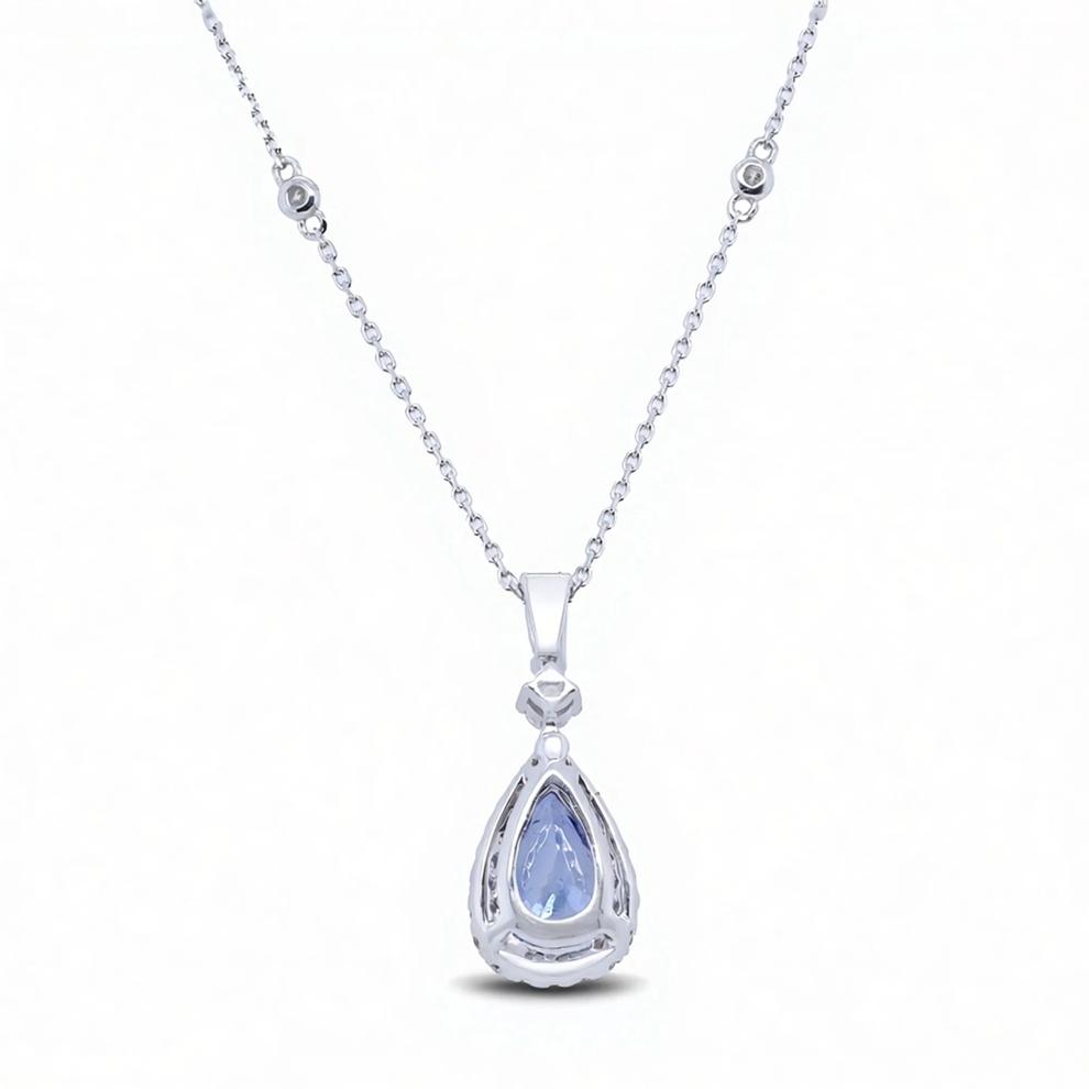 Blue Sapphire &amp; Diamond Pendant Necklace in 18K White Gold (3/8 ct. tw.) – Image 4 of 4